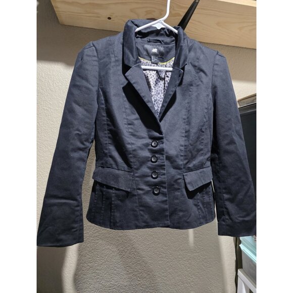 H&M Women's Fitted Blazer One Button Lining Black Size 6 Stretch Elegant Casual - Picture 1 of 6